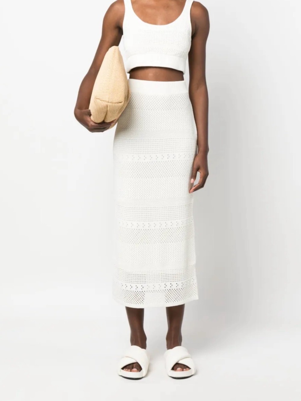 Frame Crochet Knit Pencil Skirt white NWT